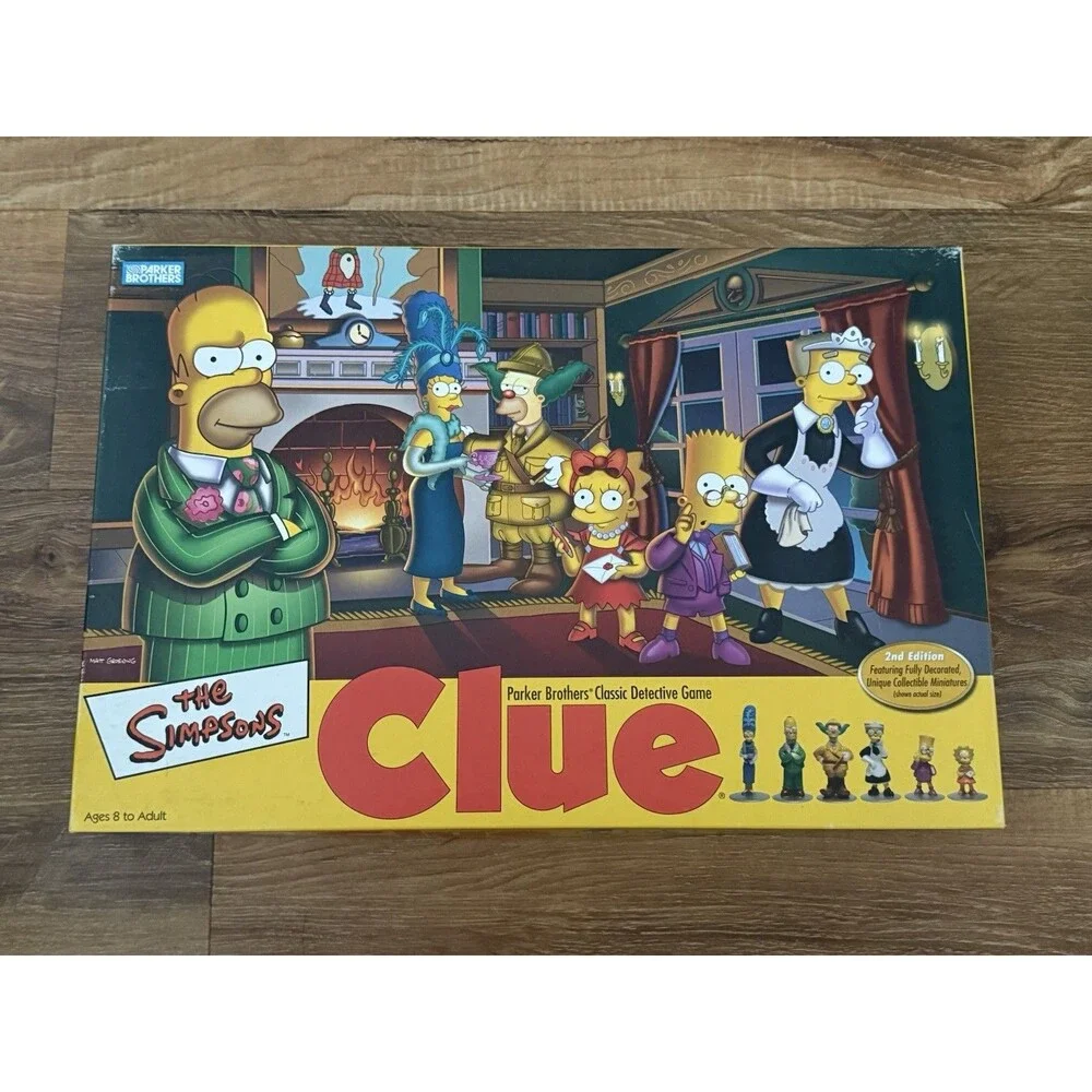 The Simpsons Clue 2nd Edition Board Game Complete Parker Brothers Hasbro 2002